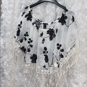 White floral crop top (little see through)